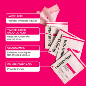BeautyStat exfoliating pad on skin, emphasizing gentle daily exfoliation for smoother skin.
