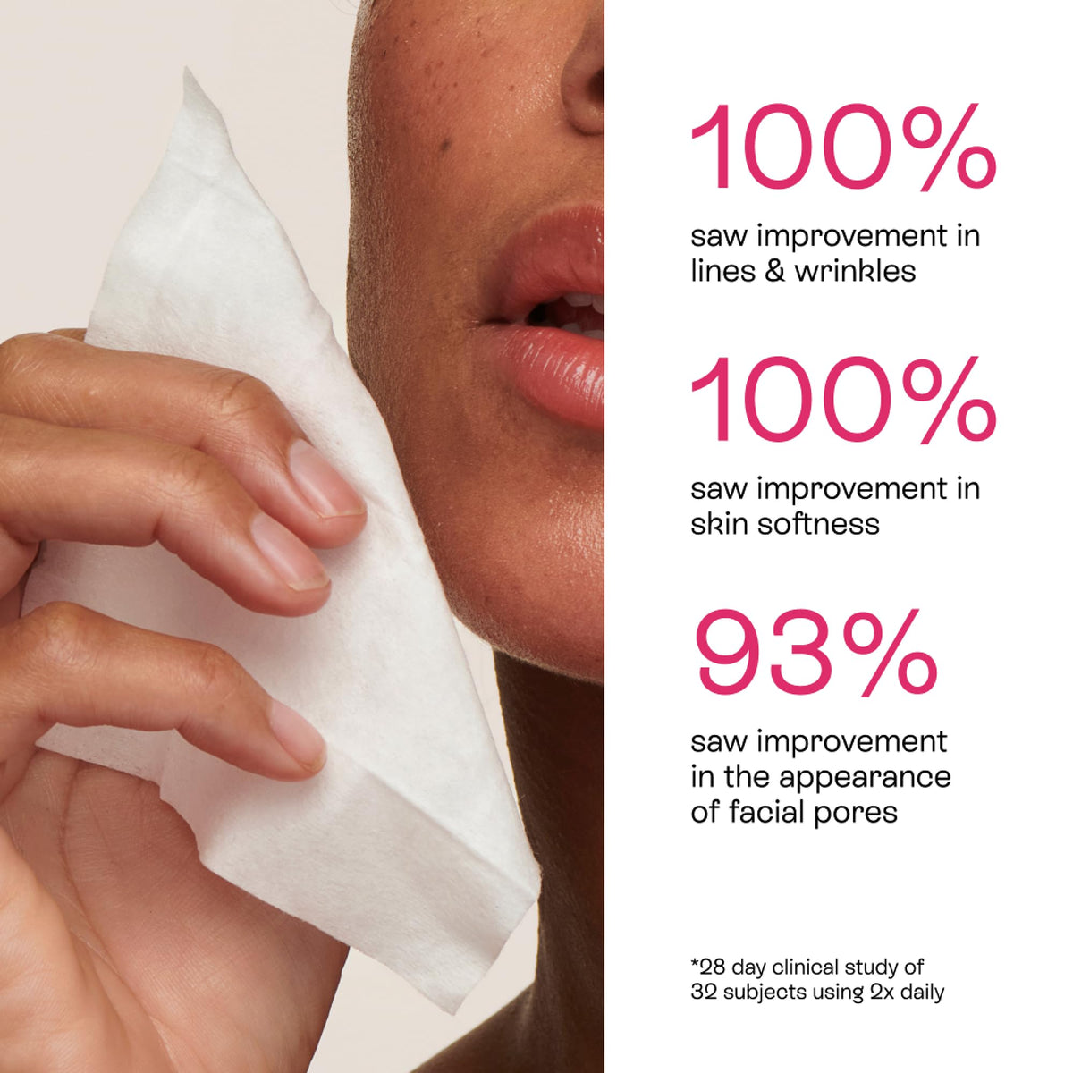BeautyStat peel pad sample packets opened, showing individual 2.5ml doses for purity and convenience.