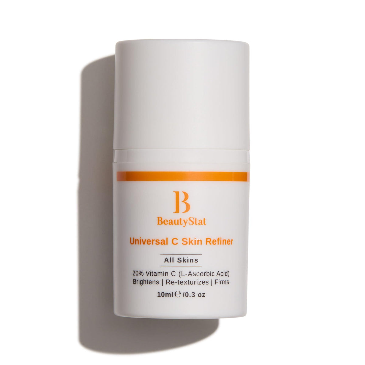 BeautyStat Universal C Skin Refiner bottle close-up showing stable vitamin C formula