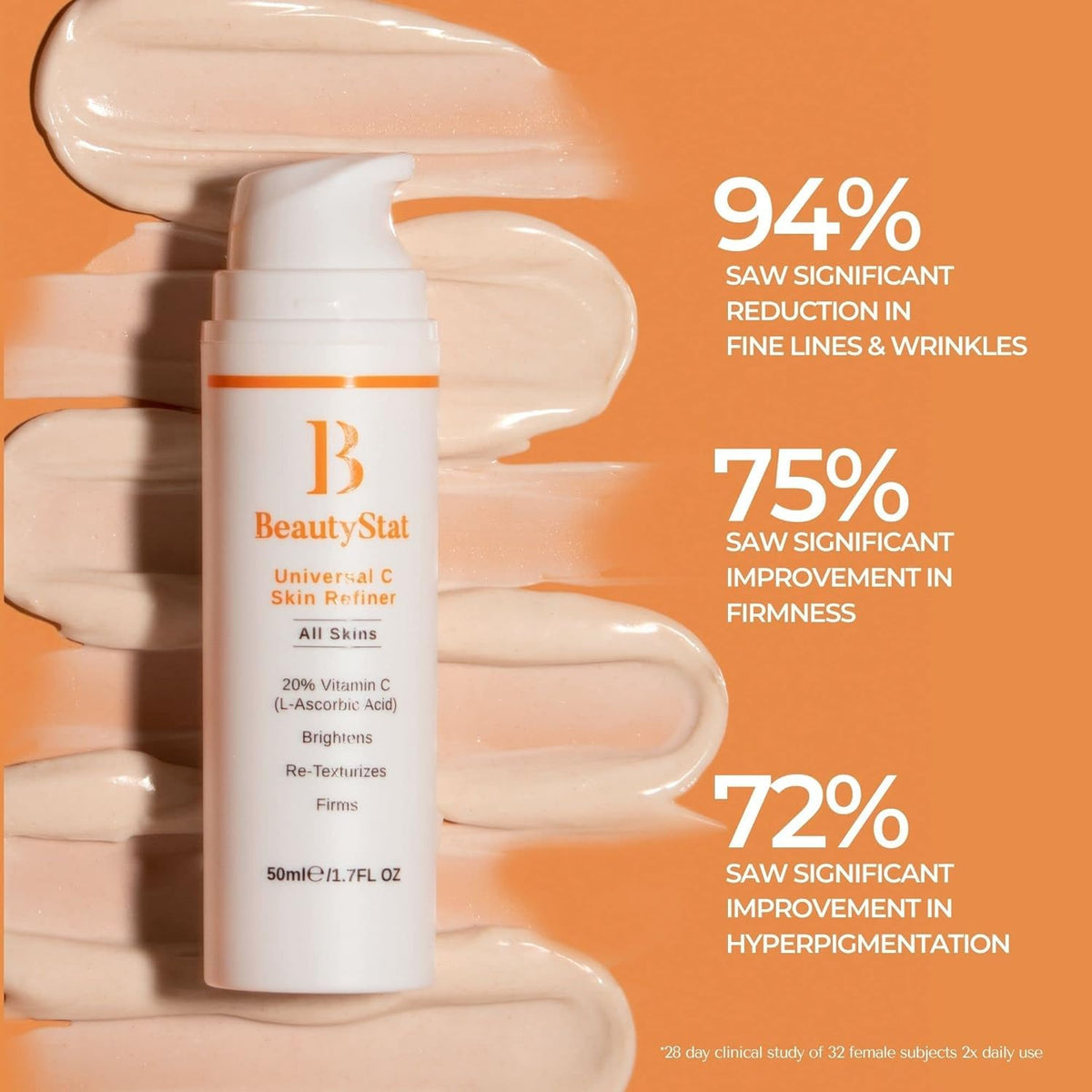 BeautyStat Universal C Skin Refiner glass bottle texture and premium feel