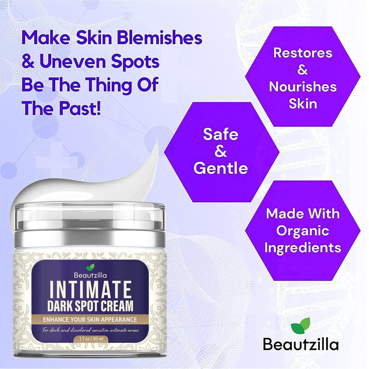 Cream texture on skin from Beautzilla showing smooth application and hydration