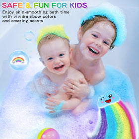 Beauwell rainbow bathbombs bubbling richly for playful bath time