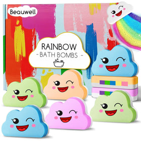 Beauwell Rainbow Bath Bombs pack with vibrant colors and fizz for kids