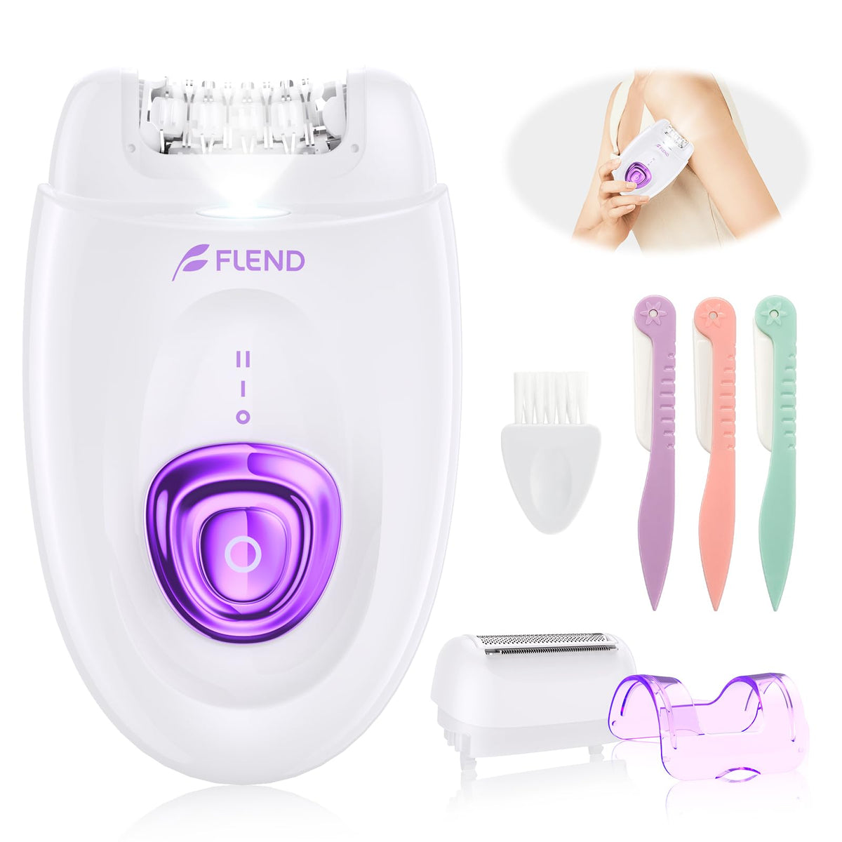BEAUZMO epilator with facial head for precise hair removal on the face.