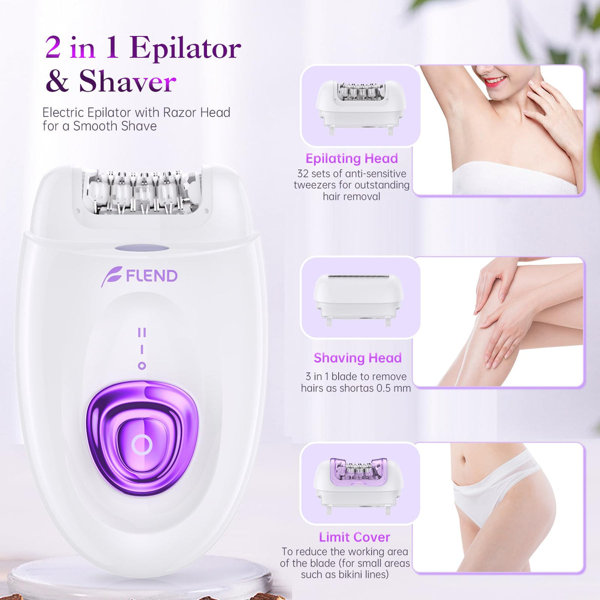 BEAUZMO epilator built-in LED light helps spot fine hairs.