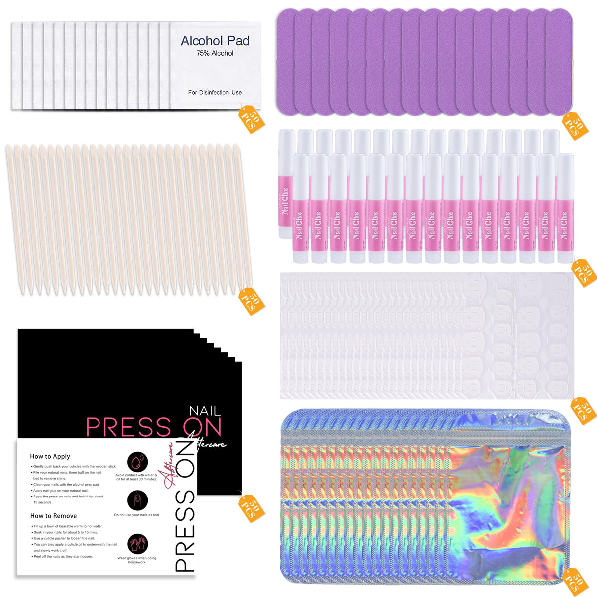 Bebbtiy press-on nail kit with nail file for precise nail prep.