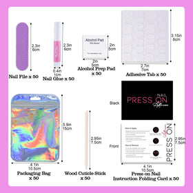 Bebbtiy nail glue in the press-on kit for secure wear.