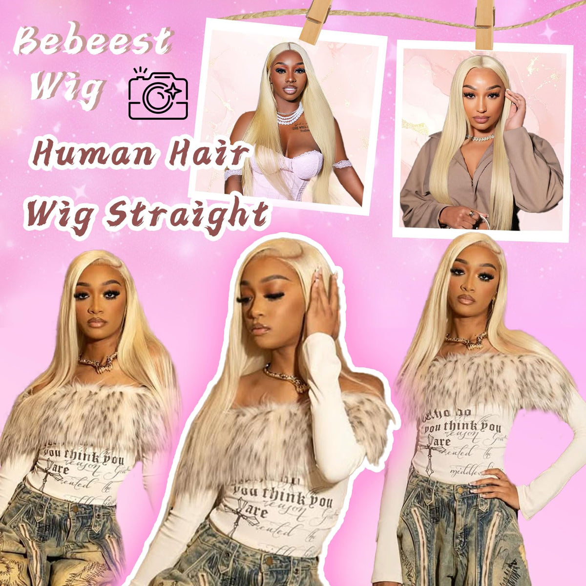 Bebeest 200 density straight blonde wig adds fullness for daily wear