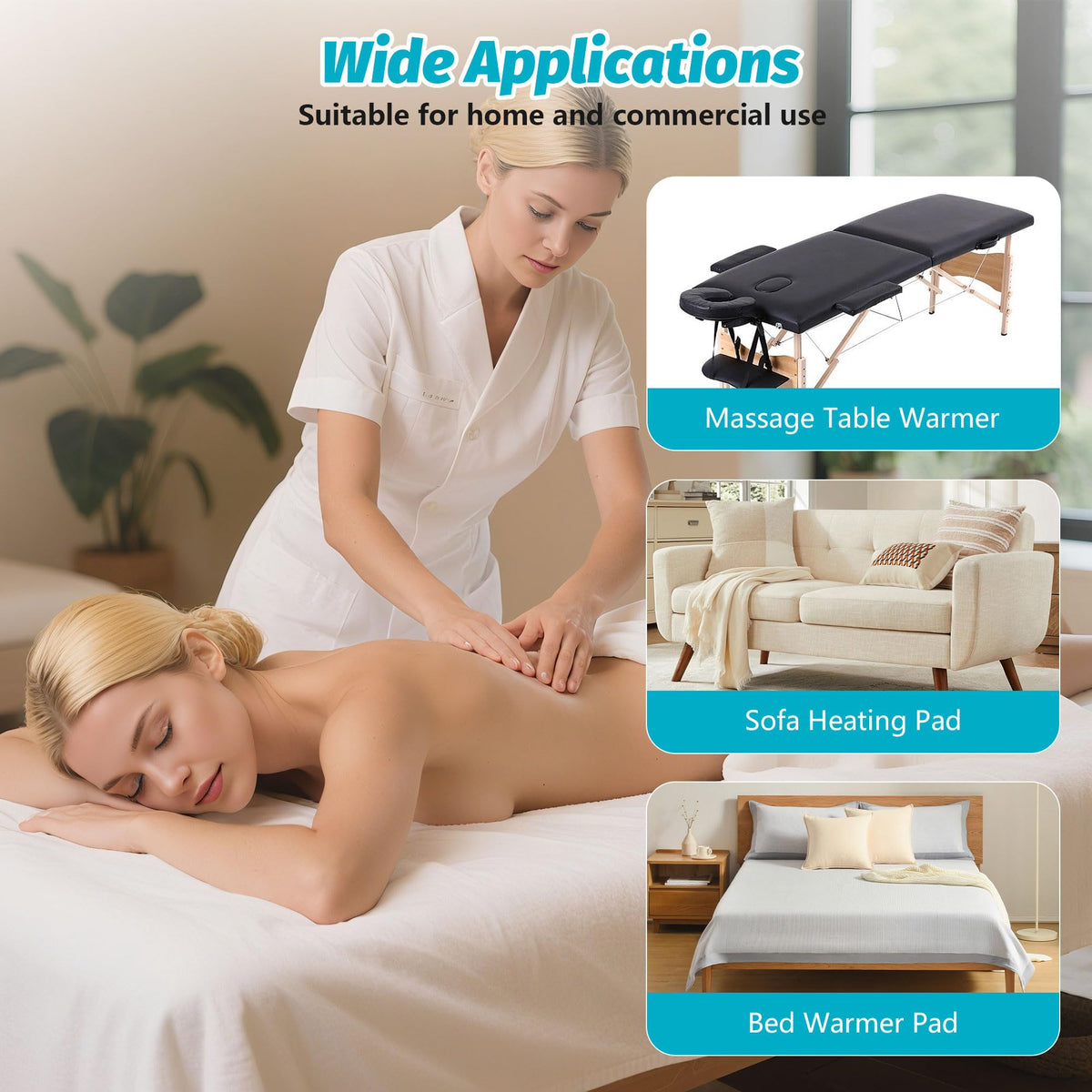 BECALIN massage table warmer corner straps secure fit on standard tables
