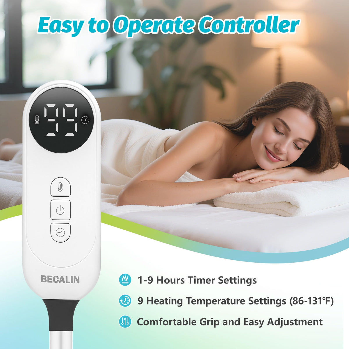 BECALIN massage table warmer digital controller enables precise heat settings