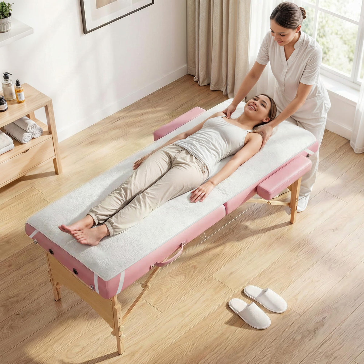 BECALIN warmth on the massage bed enhances client comfort during sessions.