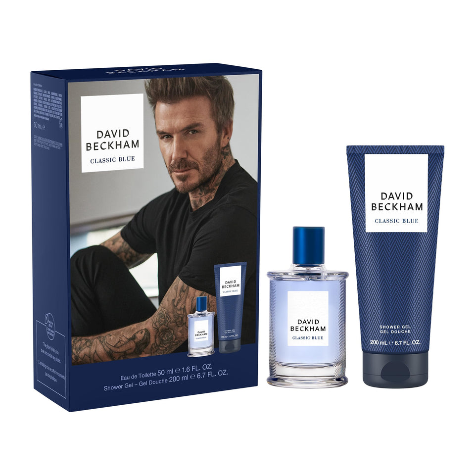 Beckham Classic Blue EDT bottle close-up highlighting fresh citrus and woody notes for daily wear