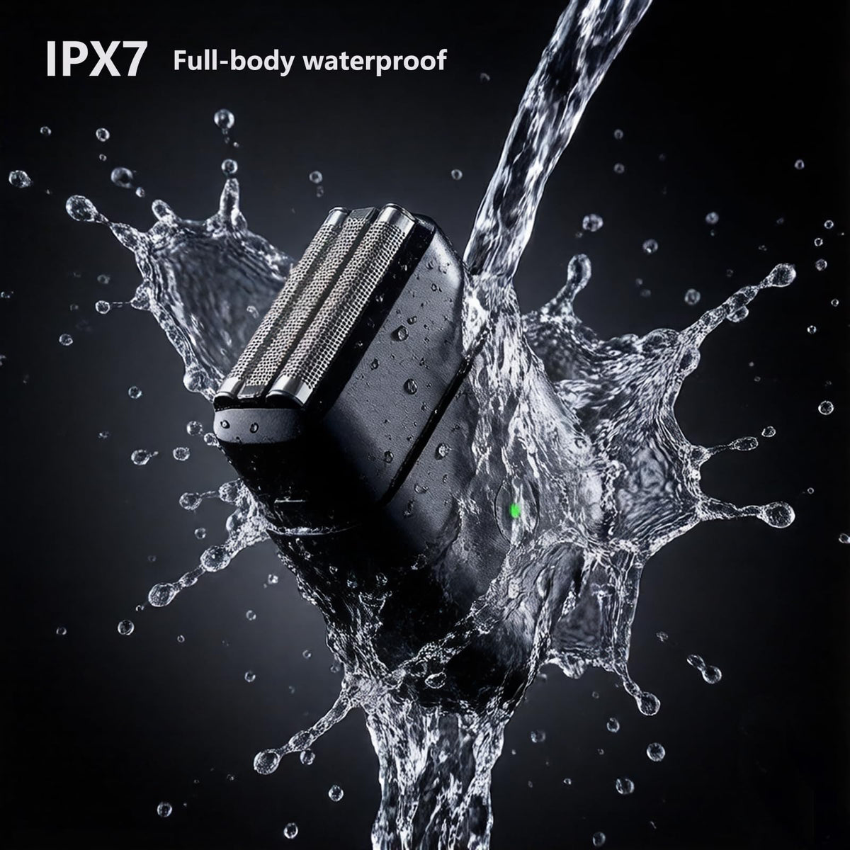 Beclerpur IPX7 waterproof shaver allows wet or dry use in shower or gym.
