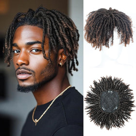 BECUS dreadlock topper in brown bangs close-up for a natural everyday look.