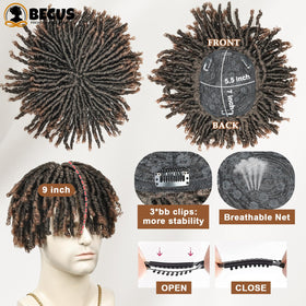 BECUS dreadlock topper brown bangs daily wear showcasing clip-in ease.
