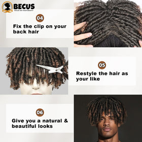 BECUS dreadlock topper brown open-weft design for breathable all-day comfort.