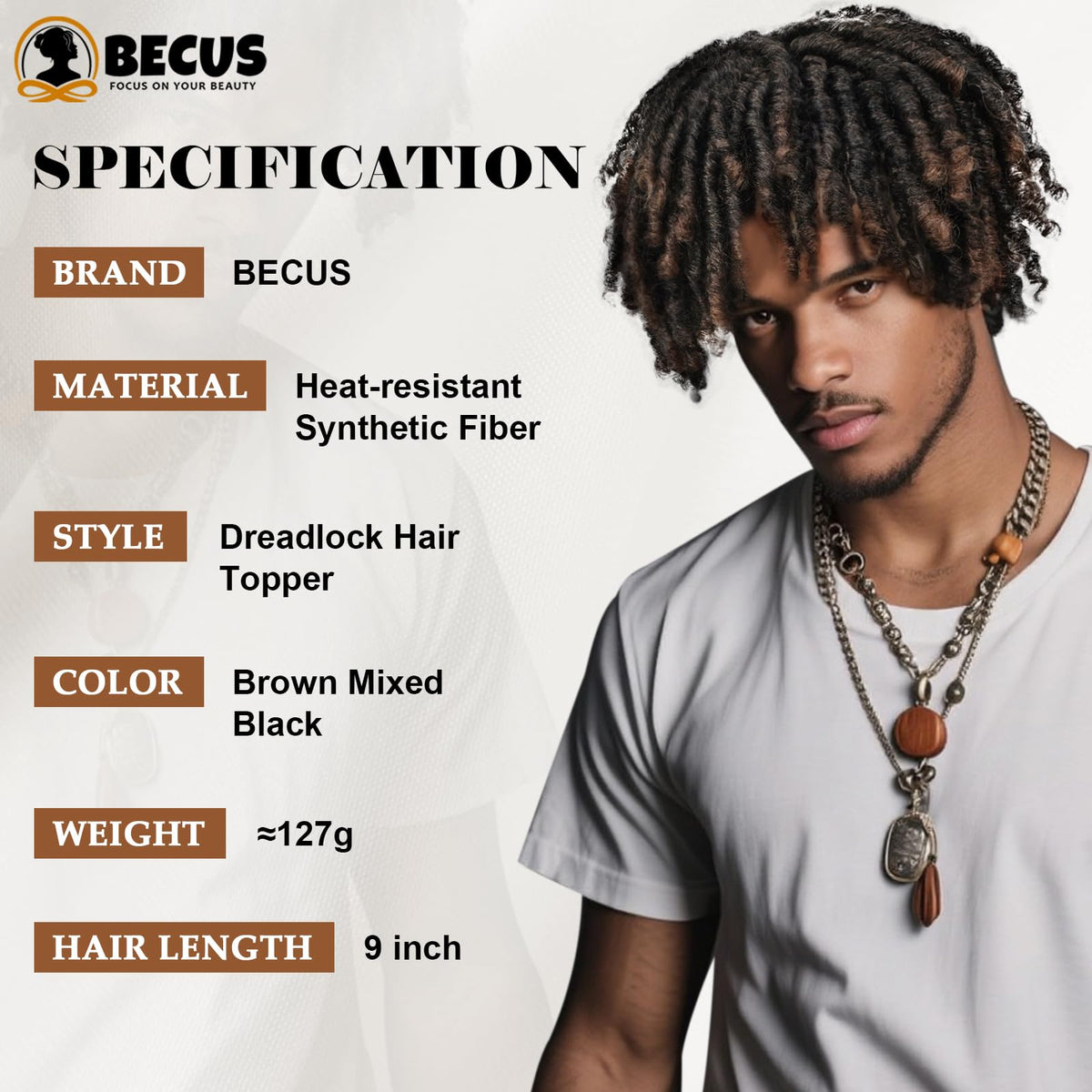 BECUS 9-inch braided topper provides lightweight styling at 127 g.