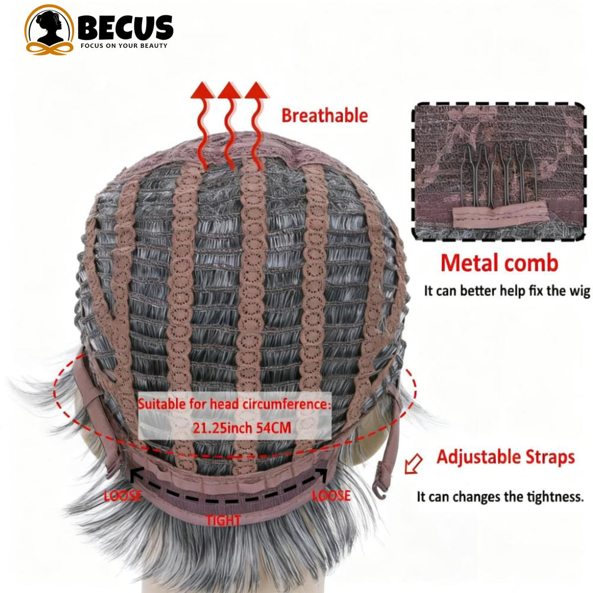 BECUS Gray Pixie Cut Wig care tips suggest easy maintenance