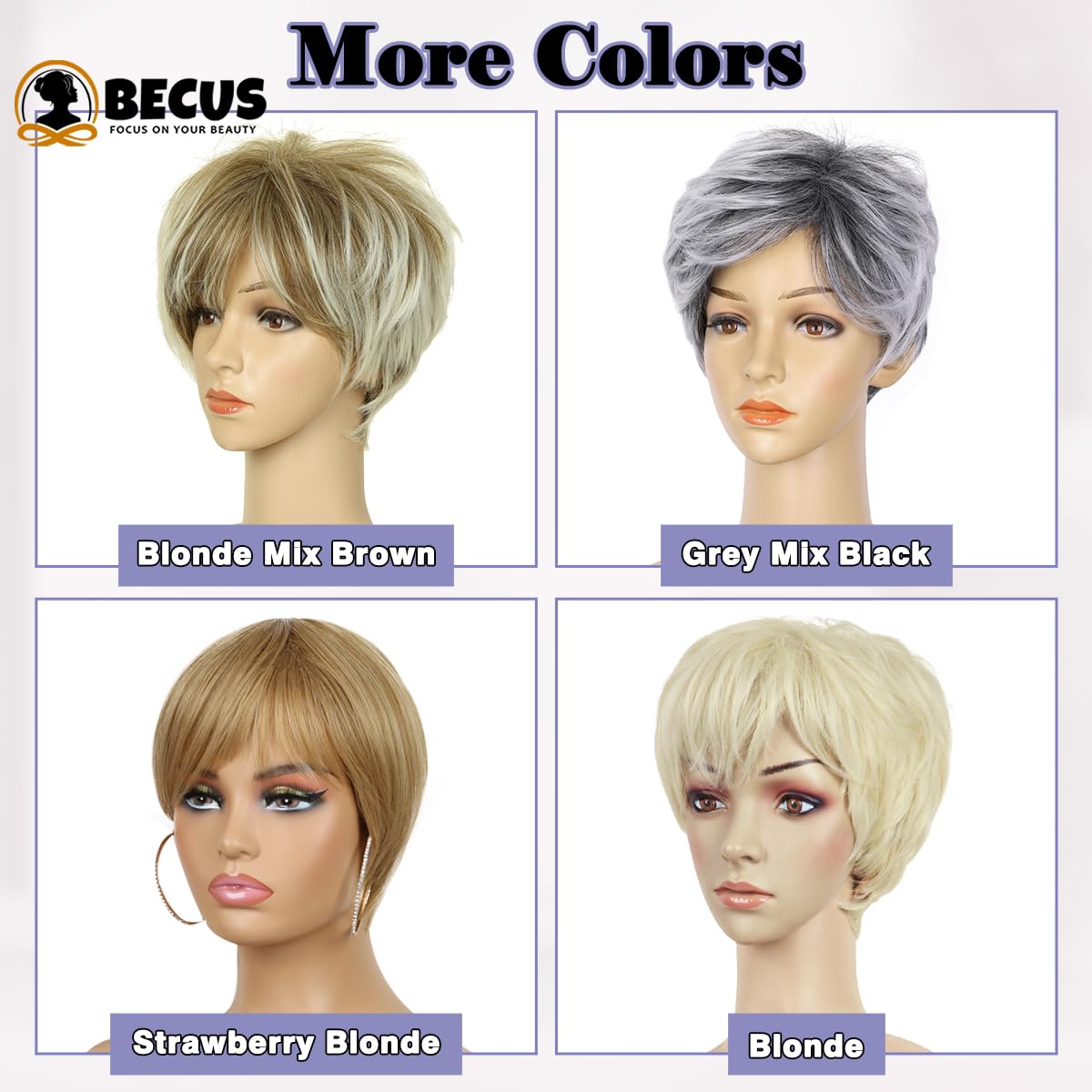 BECUS Gray Pixie Cut Wig lightweight feel enables comfortable all-day wear