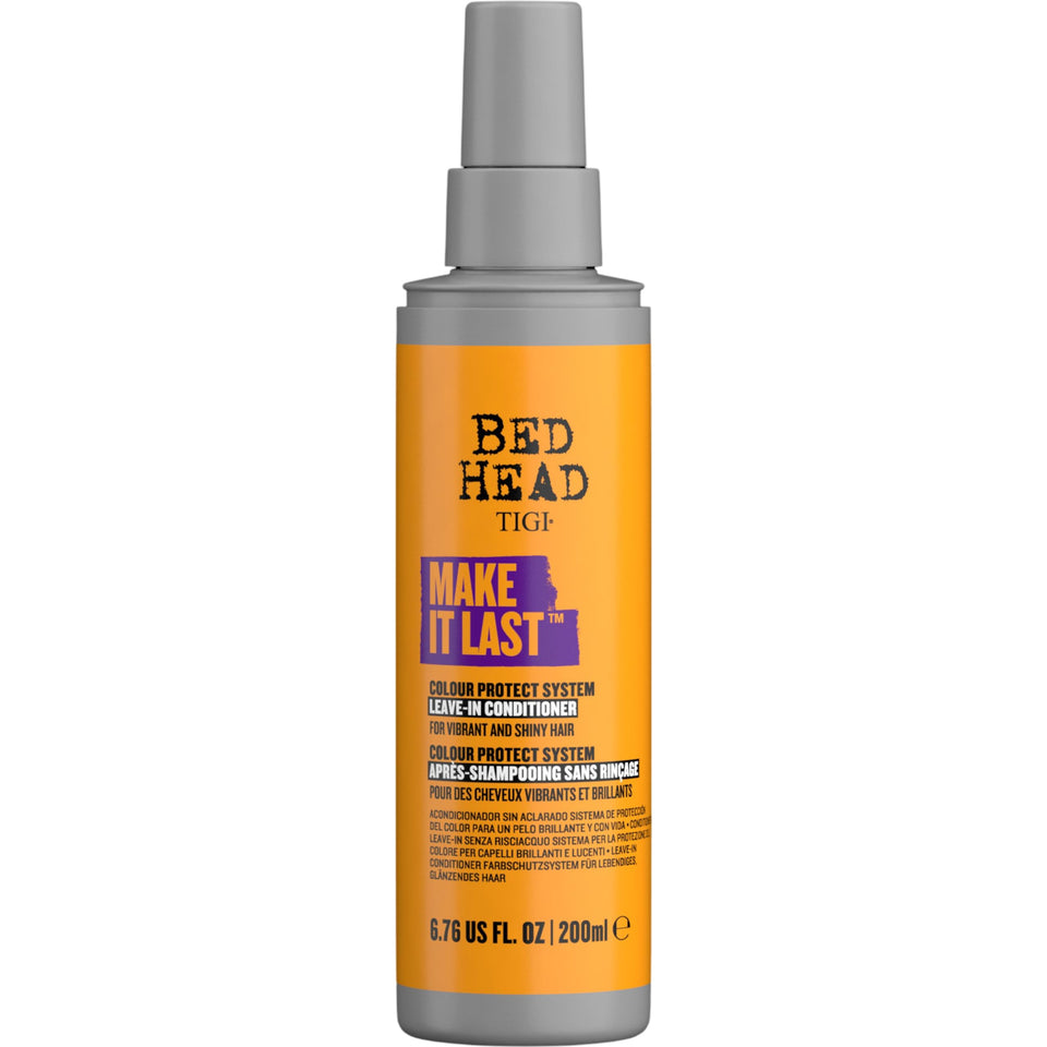 TIGI Bed Head Make It Last leave-in spray applied on damp hair for detangling