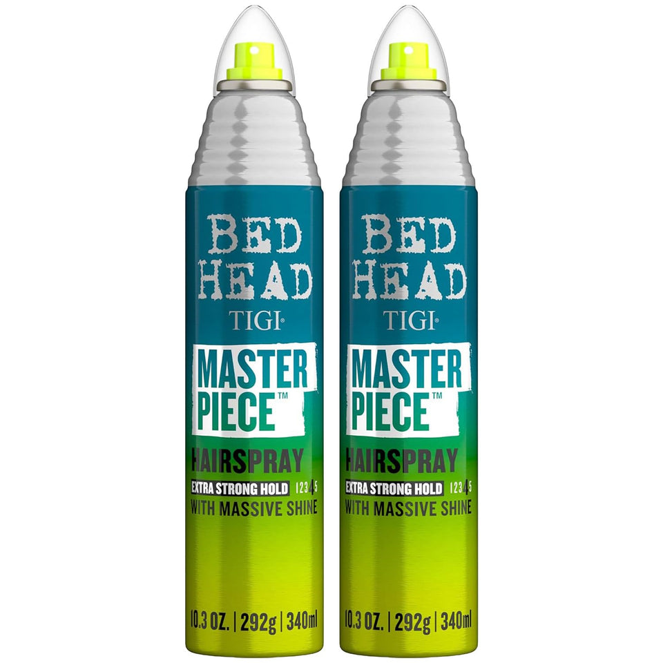Bed Head Masterpiece two-pack label for premium styling solution across hair types.