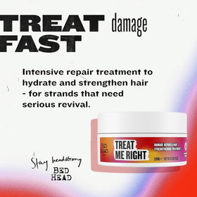 Bed Head Treat Me Right application on hand shows creamy texture for deep conditioning