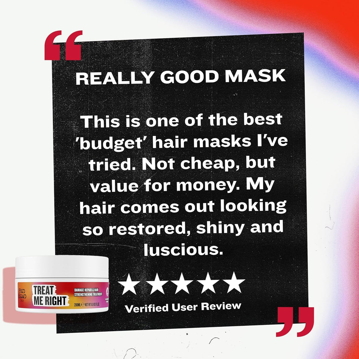 Bed Head weekly treatment supports hair strength and frizz control