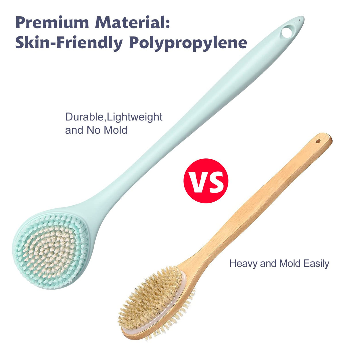 BEDELITE back brush long handle in ivory helps reach hard-to-access areas.