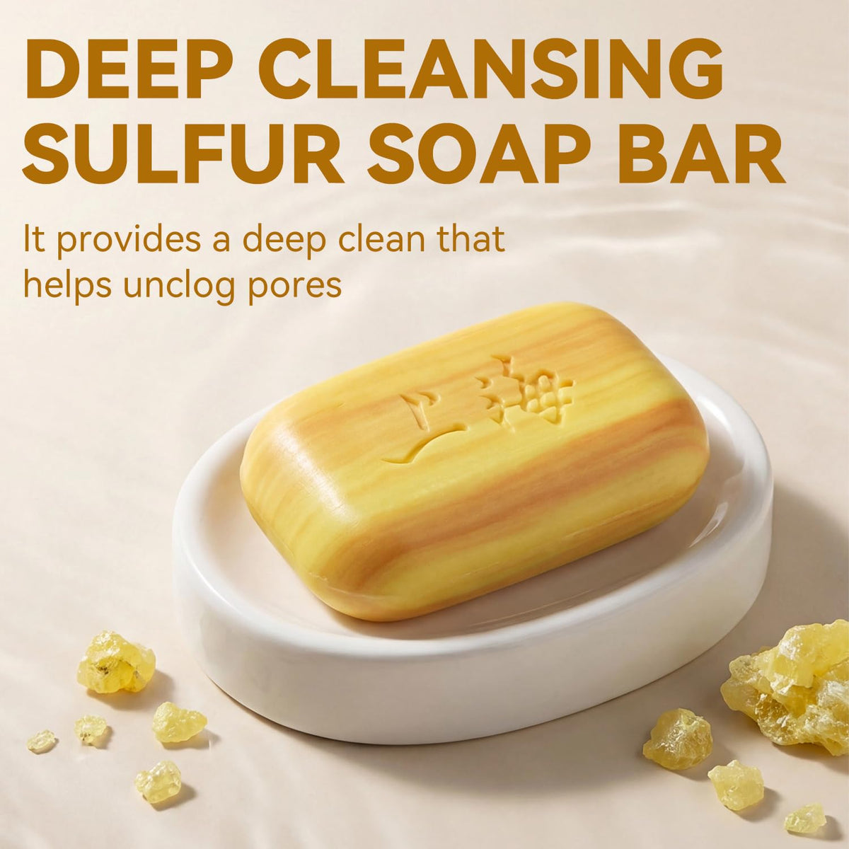 Bee & Flower six-pack packaging for sulfur soap, ideal for family use.