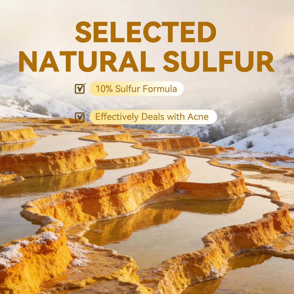 Bee & Flower sulfur soap closeup with yellow and orange streaks.