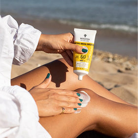 Close-up of Bee & You sunscreen texture with non-greasy finish.