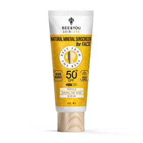 Bee & You SPF 50 facial sunscreen bottle with clear finish for daily protection.