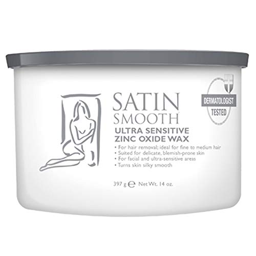 Bee Line Industries Satin Smooth zinc oxide wax packaging shows a gentle, skin-friendly depilatory option.