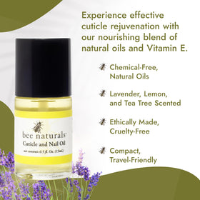 Bee Naturals Quick Fix Cuticle Oil Pen application showing lavender lemon scent benefit.