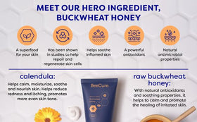 BeeCure texture-absorbs-fast reveals a lightweight, non-greasy finish for sensitive skin.