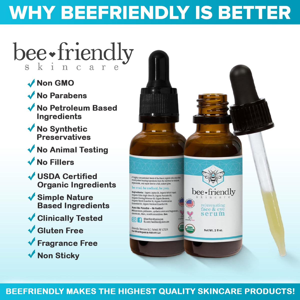Applying serum to delicate eye area supports gentle hydration.