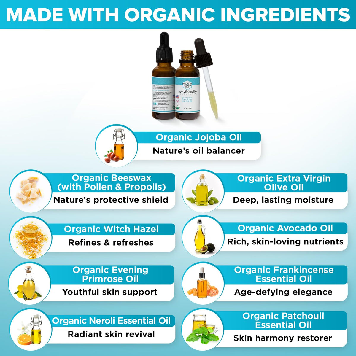 BeeFriendly serum dispensing dropper releasing a precise amount for quick absorption.