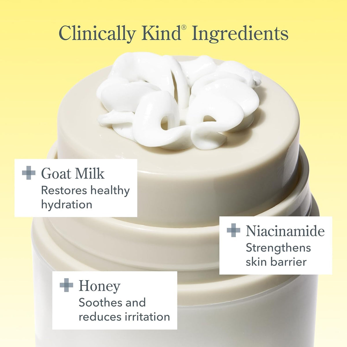 Beekman 1802 Bloom Cream applied on the hand showing quick absorption.
