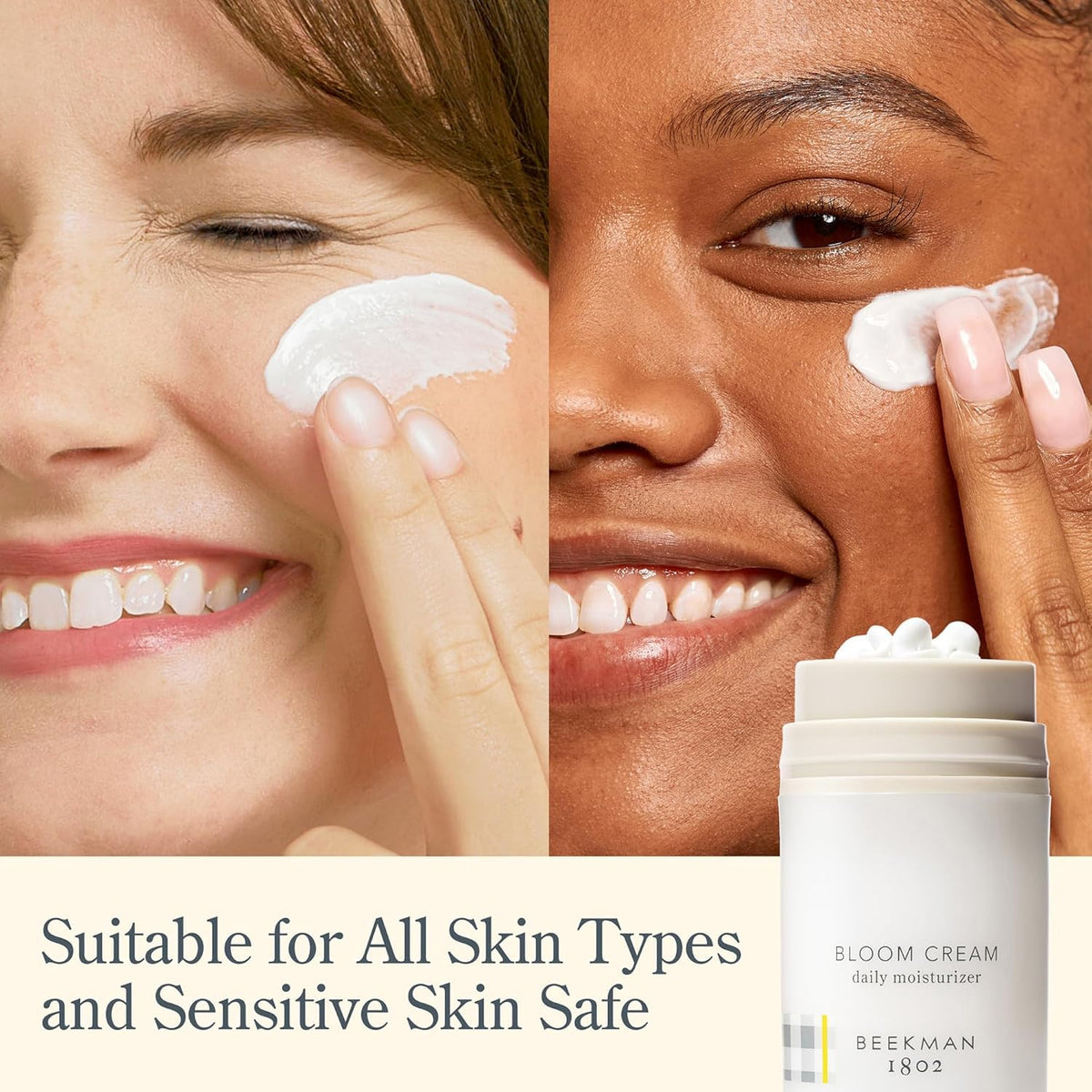 Daily-use Beekman 1802 Bloom Cream ready for routine skincare.