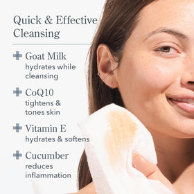 Beekman 1802 Face Wipes goat milk label emphasizes nourishing ingredients