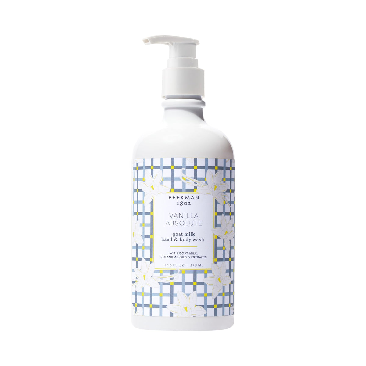 Beekman 1802 Goat Milk Hand Soap Vanilla Absolute bottle front view for gentle cleansing.