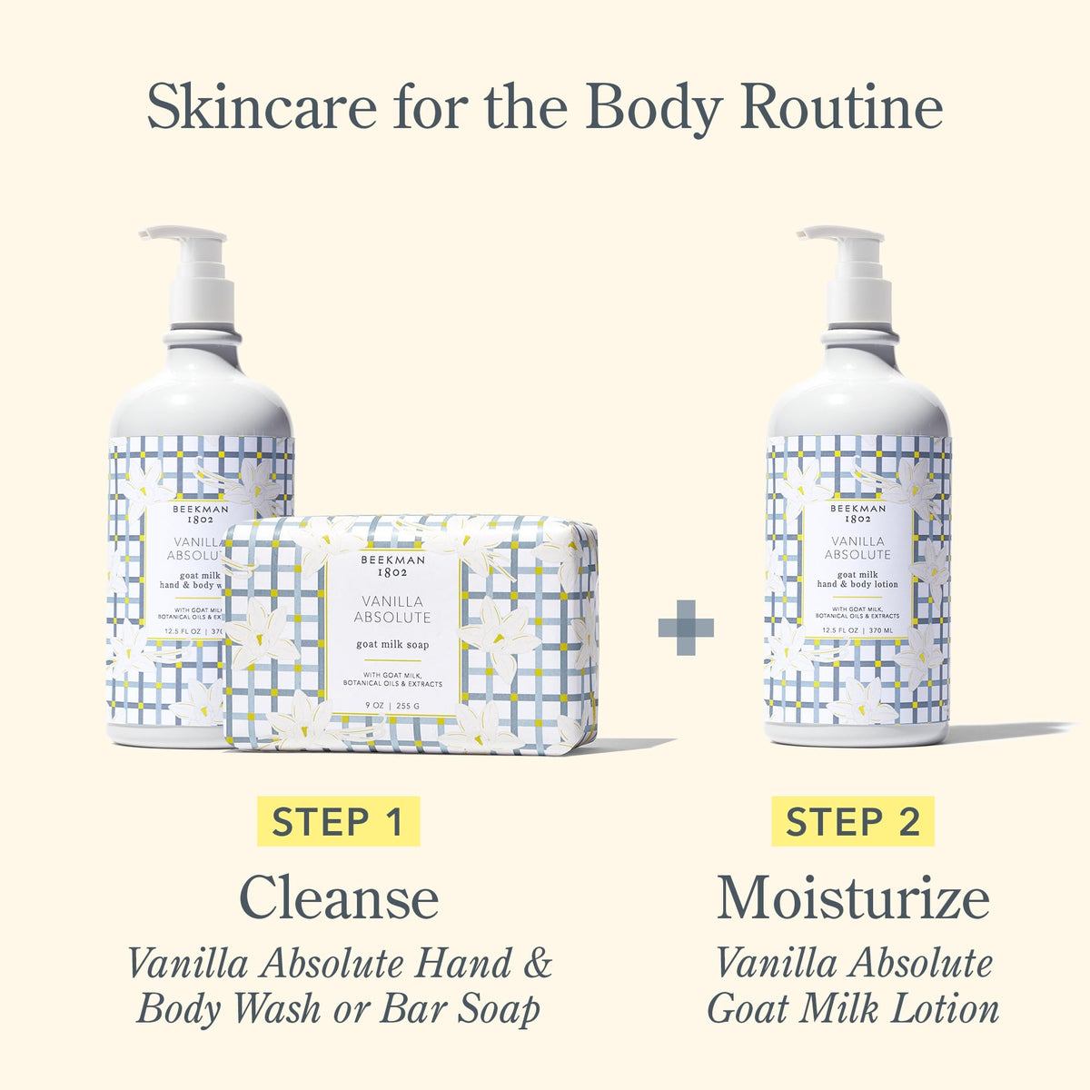 Beekman 1802 Vanilla Absolute packaging display with natural ingredients vibe.