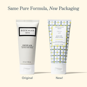 Beekman 1802 Hand Cream beside soft towel for sensitive skin care