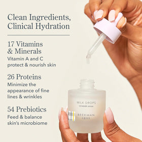 Beekman 1802 Milk Drops serum texture swirl indicates lightweight hydration