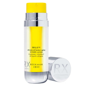 Beekman 1802 Milk RX serum bottle ready for daily use with smooth application