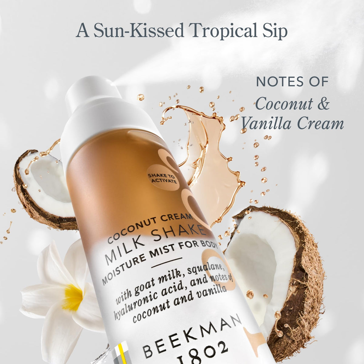 Beekman 1802 Milk Shake goat milk ingredients visual emphasizing nourishing properties