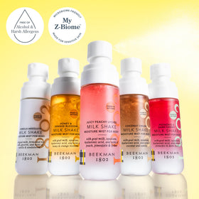 Beekman 1802 Milk Shake Hydrating Body Mist alcohol-free formula cares for microbiome balance.