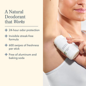 Beekman 1802 Milk Stick application glide shows smooth, stain-free coverage.