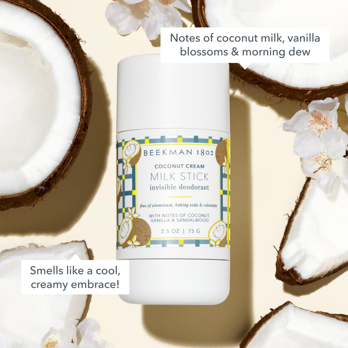 Beekman 1802 Milk Stick smooth glide ensures quick, streak-free application.