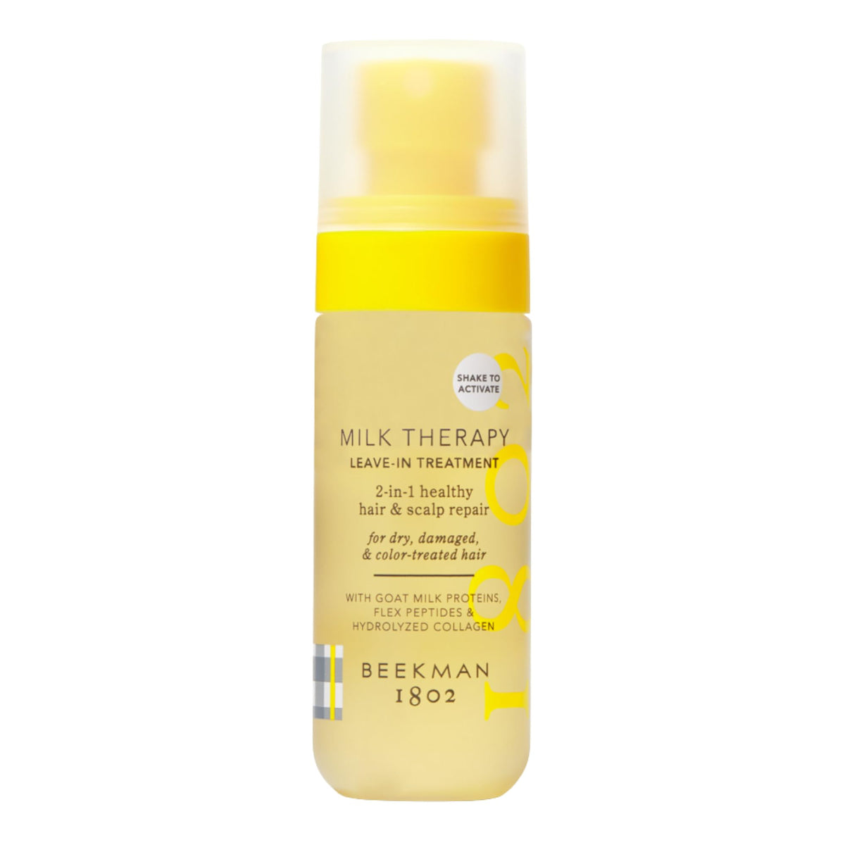 Beekman 1802 Milk Therapy Leave-In Bottle for lightweight hydration and frizz control.